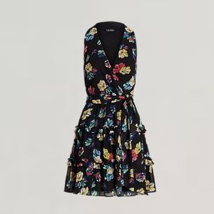 Ralph Lauren Floral Crinkle Georgette Surplice Dress